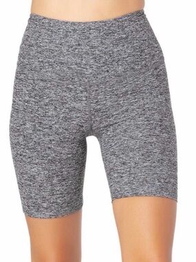 Beyond Yoga Spacedye High Waisted Biker Yoga Shorts in Grey